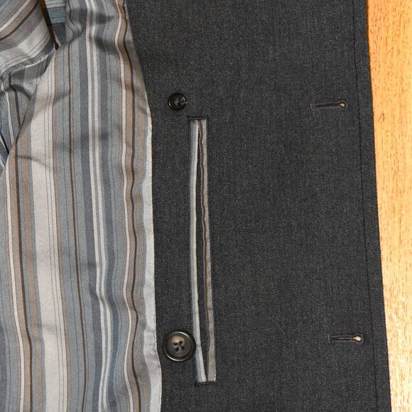 John Varvatos Gray Double Breasted Lined Pea Coat Sz 40R - Picture 9 of 9